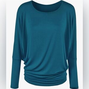 Flowy and Comfort Draped Long Sleeve Batwing Dolman -teal